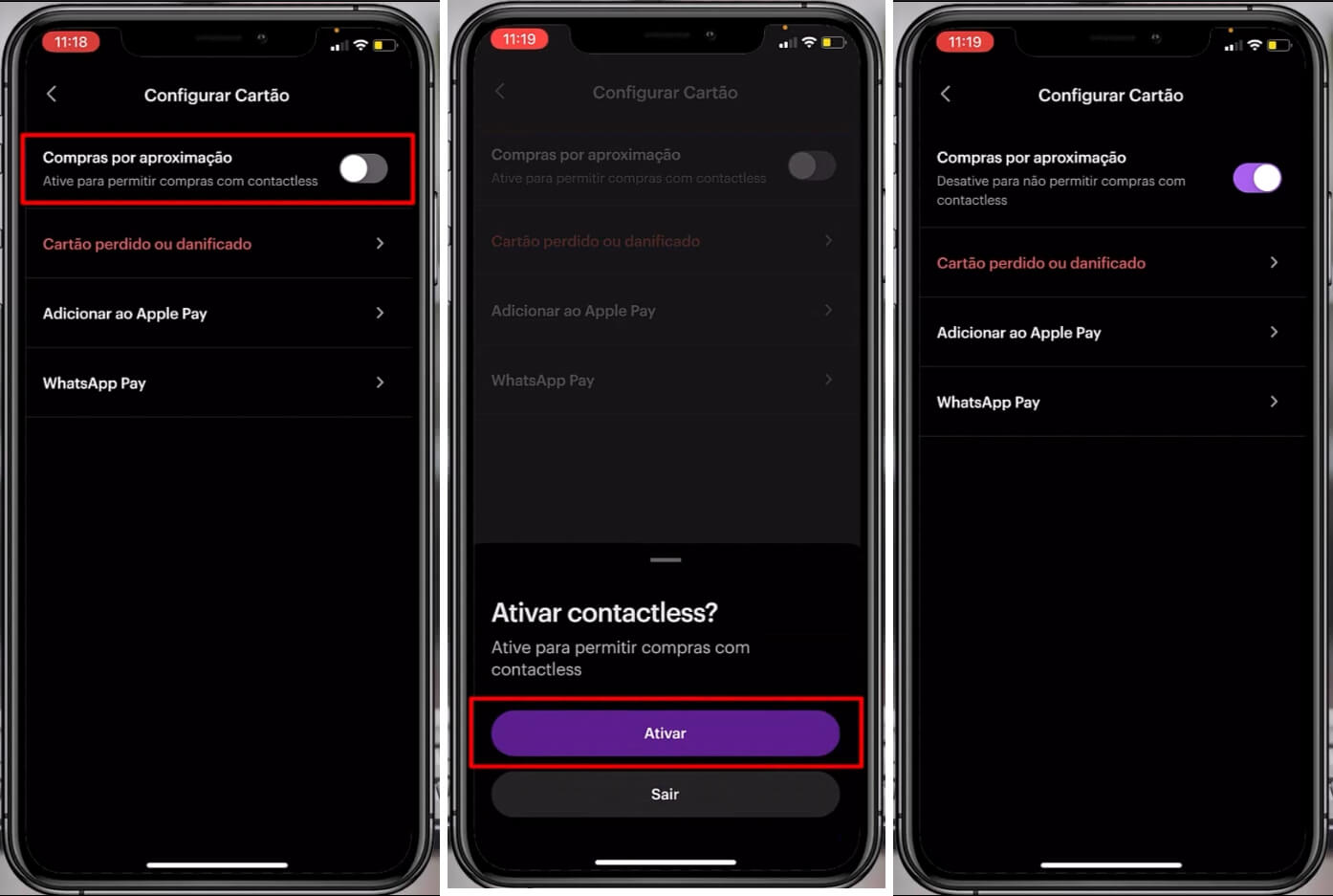 Cartão Físico: Como ativar aproximação Nubank